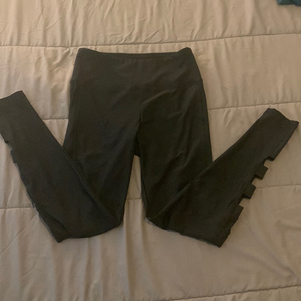Black leggings, side cut outs, medium.